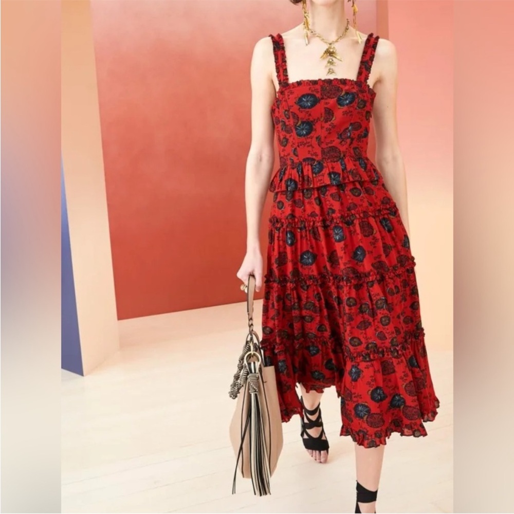 Ulla Johnson Adyna Midi Dress, Red and Black Floral